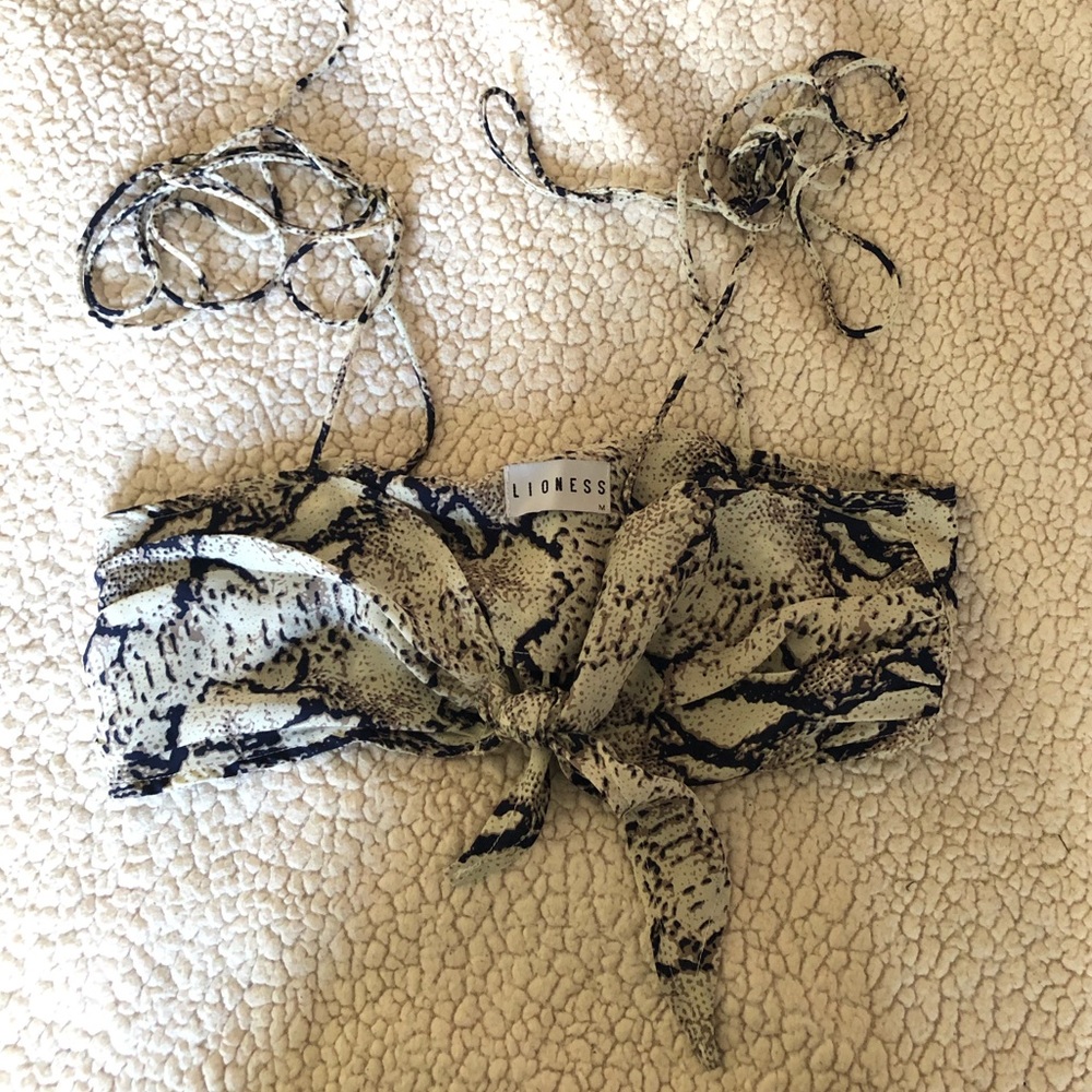 Lioness Tie Front Crop Top with Shoulder Tie Details